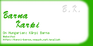 barna karpi business card