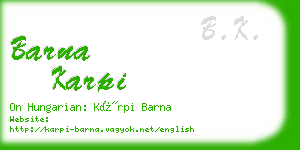 barna karpi business card